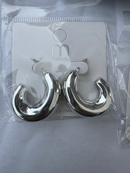 Chunky Silver Cuff Earrings
