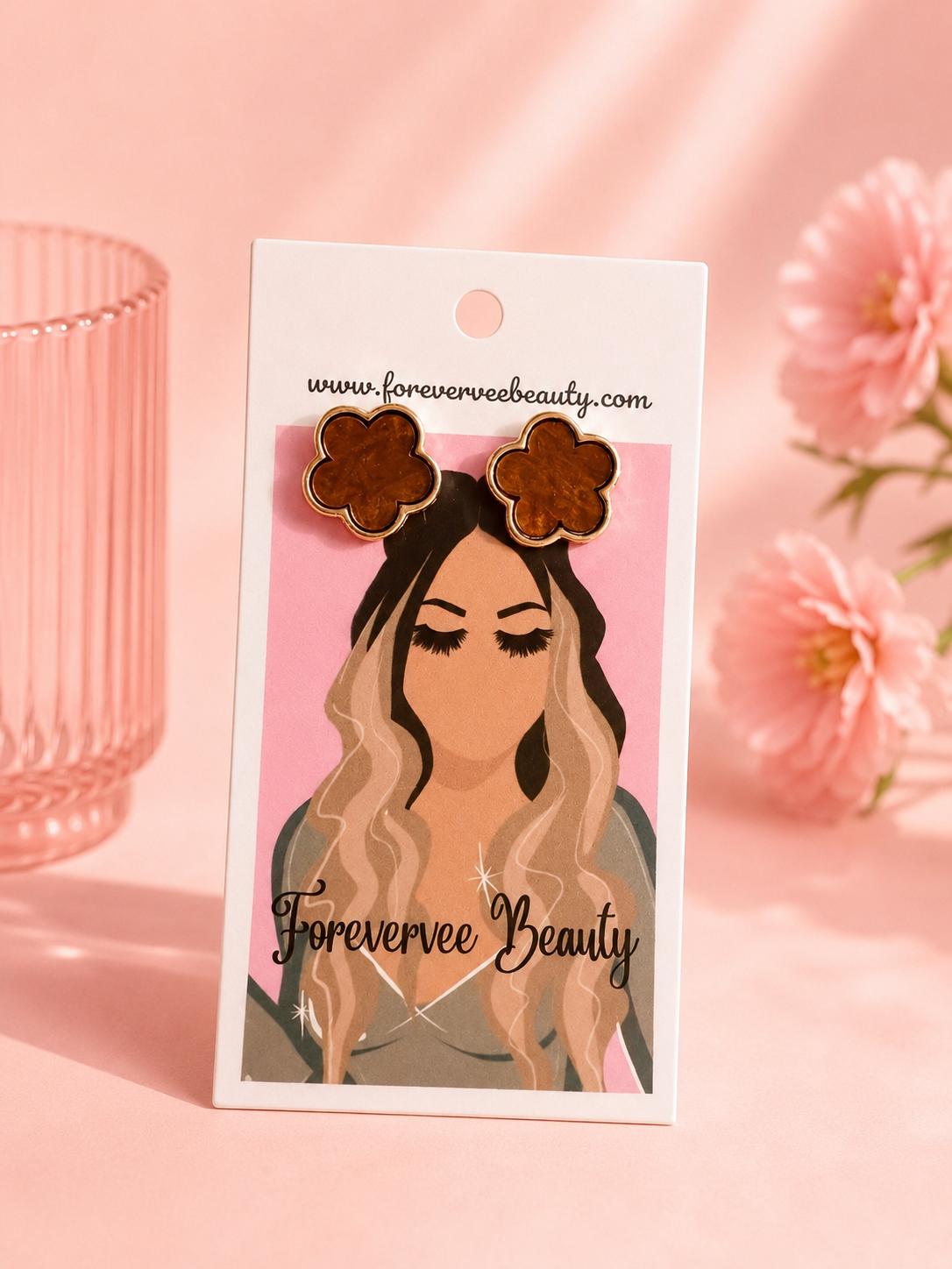 Brown Flower Earings