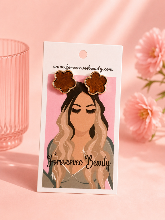 Brown Flower Earings