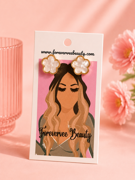 White Flower Earings
