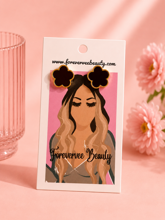 Black Flower Earings
