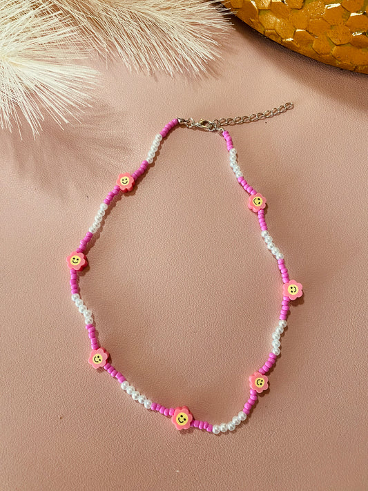 Pink Happy Face Necklace